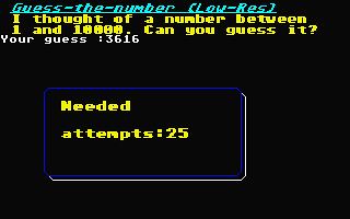 Guess the Number atari screenshot